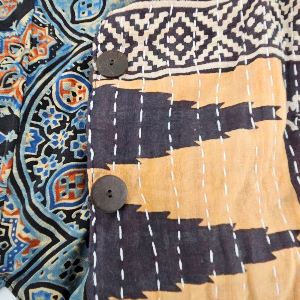 Patterned Cotton Vest in Mustard and Navy - Picture 7 of 9